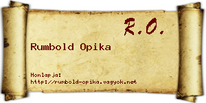 Rumbold Opika névjegykártya